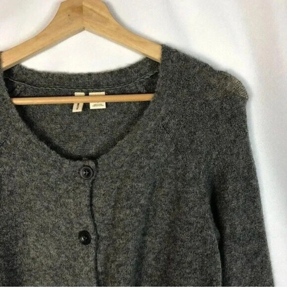 Anthropologie Moth Dark Gray Pocket Front Wool Blend Cardigan Sweater L - Picture 3 of 4